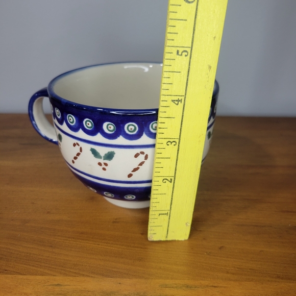 Boleslawiec Polish Pottery Oversize Coffee Cup/Mug Christmas Candy Canes - Picture 6 of 6